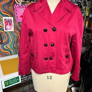 Moschino Women's Cotton Sateen Double-Breasted Red Pea Coat